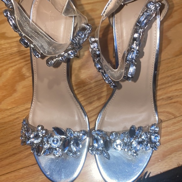 Silver Gem Rhinestone Shine Alisha Glam Chunk Heel Charlotte Russe - Picture 5 of 6